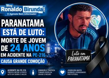Paranatama: morte de jovem de 24 anos em acidente na PE-216 causa grande comoção